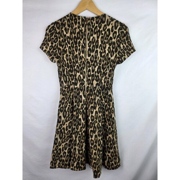 Kate Spade Womens Dress Size 2 Brown Leopard Short Sleeve Fit & Flare Mini Dress - Picture 12 of 15